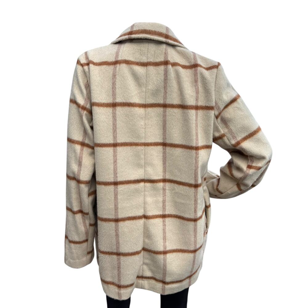 Joie Plaid Check Open-Front Coat, Size M, Notched… - image 4